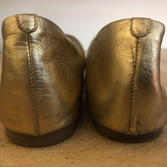 J Crew Gold Ballet Flats Size 6.5 Genuine Leather Made In Italy - Picture 10 of 12